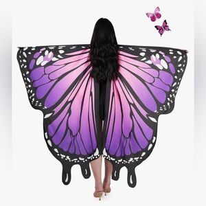 Butterfly Wing Shawl in Purple and Pink